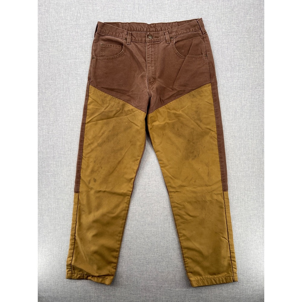 Wrangler Double Front Brush Workwear Pants Jeans Men 34x31 Brown Tan Utility